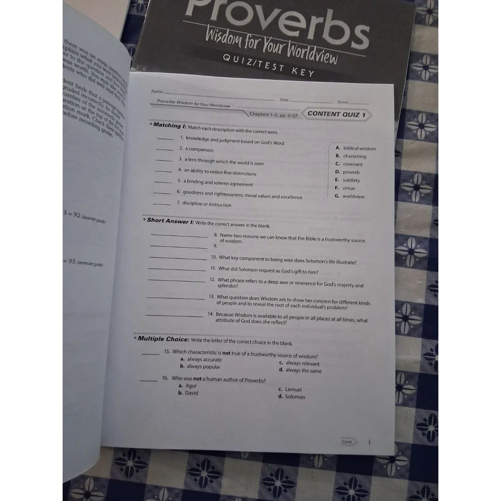 NEW Abeka Bible Grade 8 Acts Proverbs Textbook Quizzes Tests Teacher Answer Keys